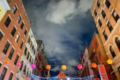 Sky-View of Lanterns and Lights across the Street